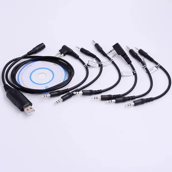 

6 in 1 Programming Cable With CD For Motorola Baofeng Kenwood Connectors