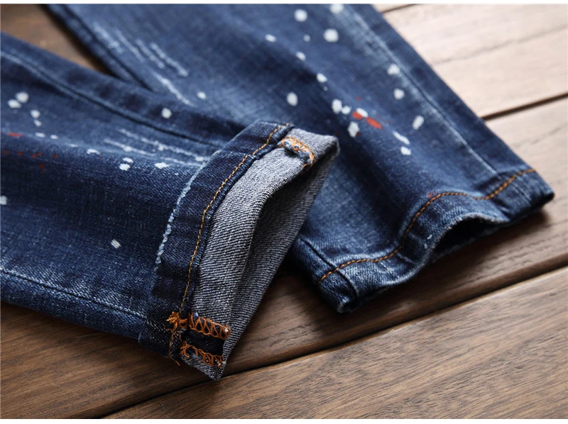 Sokotoo мужские вышитые Лоскутные пуговицы летают узкие сильно облегающие джинсы окрашенные с разрезами джинсовые брюки
