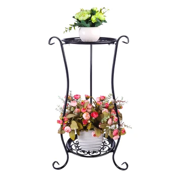 

Iron Art Multi-layer Balcony Plant Pot Stand Simple Indoor Living Room Flowerpot Base Holder Rack for Decor - Black