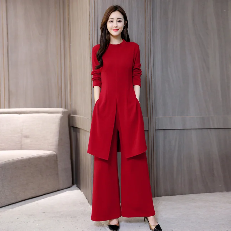

Autumn Clothing Women's 2018 New Style Set-Style Elegant Long Sleeve Korean-style Slimming Drape Loose Pants Two-Piece Set Sprin