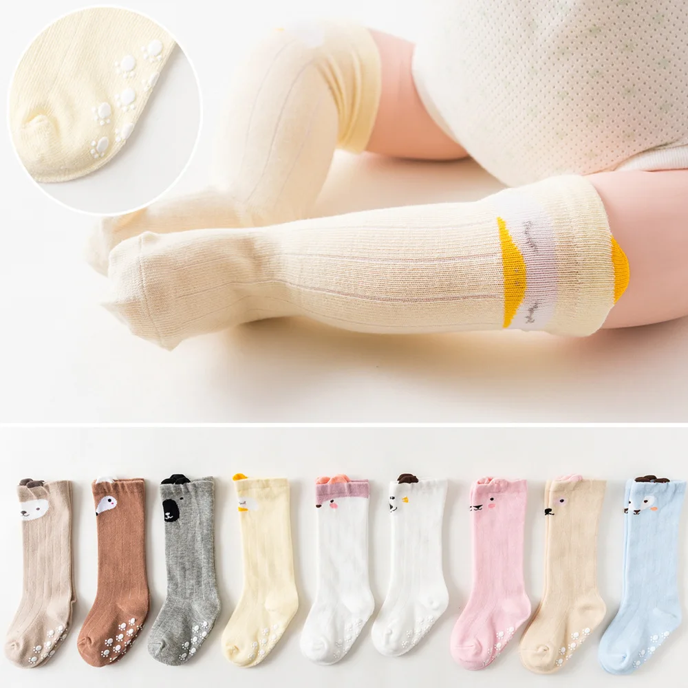 Baby Socks cotton anti slip socks cotton socks baby socks Knee High Boy Girl New Born Toddler Cotton Long Socks Anti Slip Cute Cartoon Animal Non-Slip for 0-36M 3 Pairs/Lot