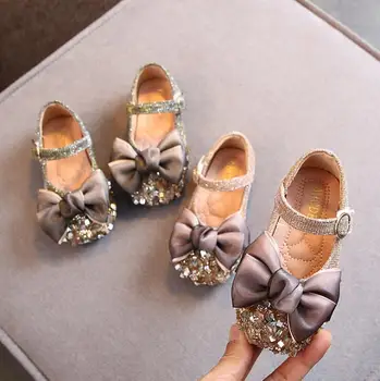 

Kids Shoes for Girl Princess Flat Spring New Fashion Bow Children Shoes Girls Shoes Pu Diamond single shoes Baby Sneaker
