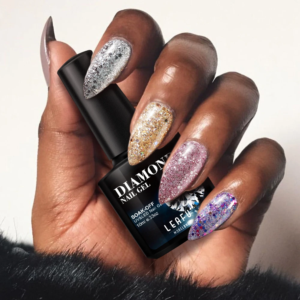 Модельные бриллиантовый блеск с ультрафиолетовым свечением гель маникюр