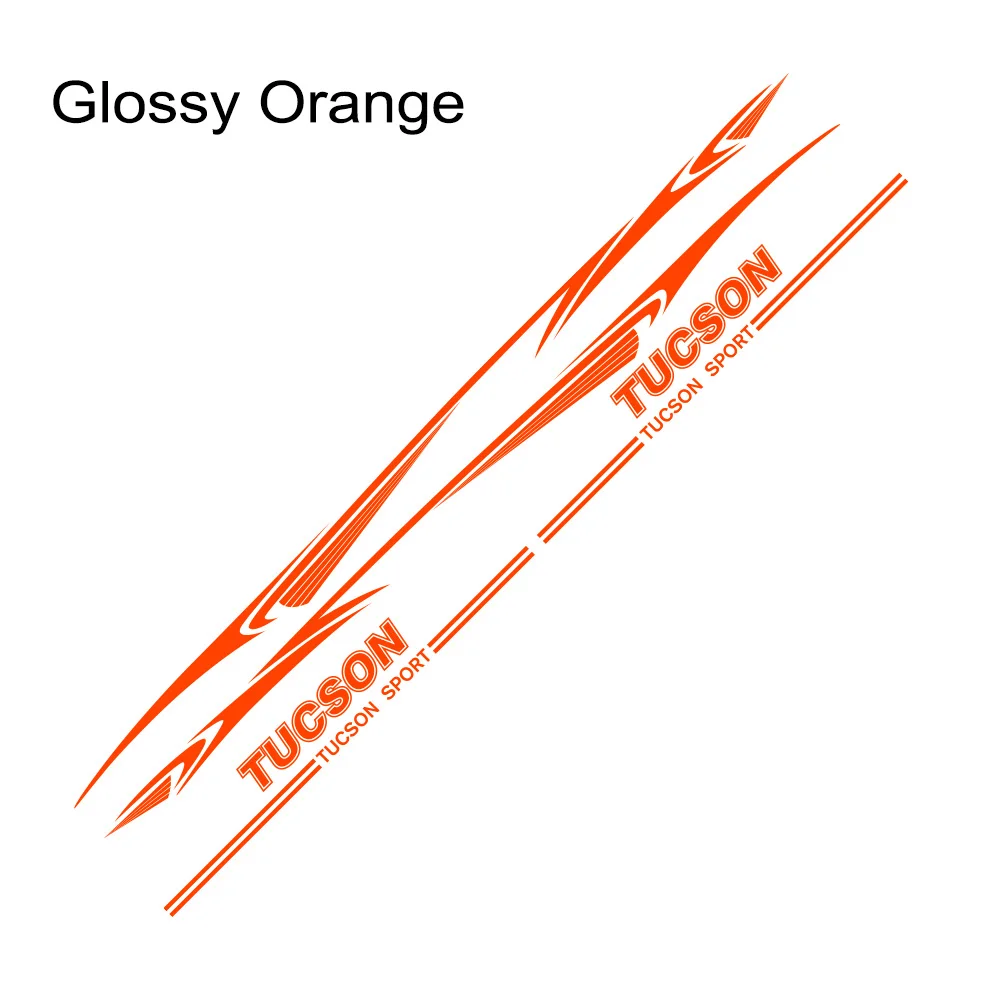 Glossy Orange 2 шт. автомобильный Стайлинг боковой двери спортивные наклейки-гирлянды для hyundai Tucson Пленительные Авто украшения кузова виниловые ПВХ наклейки автомобильные аксессуары - Название цвета: Glossy Orange