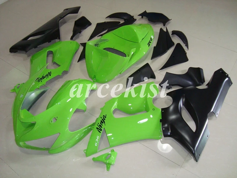 

4 Free Gifts New ABS Fairings Kit Fit for kawasaki Ninja ZX6R 636 2005 2006 6R 05 06 ZX-6R Fairing bodywork set black green cool