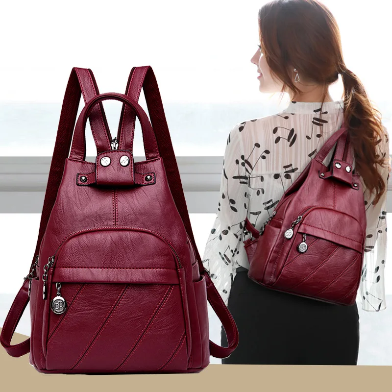 

Retro Backpack WOMEN'S Bag Backpack Trend New Style Korean-style Anti-Theft Multi-functional Casual School Bag