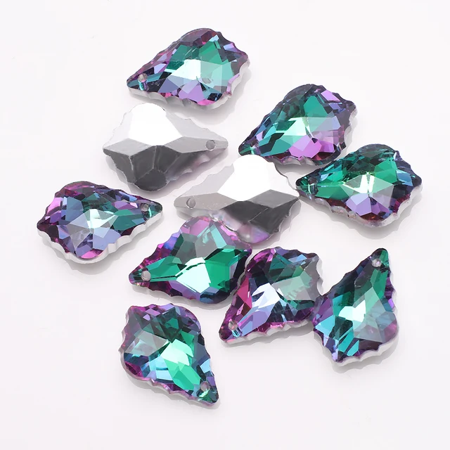 Single Hole Charms Crystal Baroque Pendants Maple Leaf Shape Glass Beads for Jewelry Making Necklace Earrings DIY Best Quality Green Red