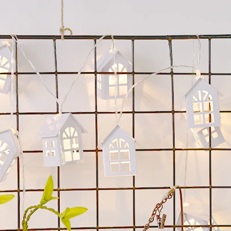 

Christmas Tree Decor LED Light House String Xmas Party 1.5M LED Wedding Garland Year Christmas Decorations 10pcs