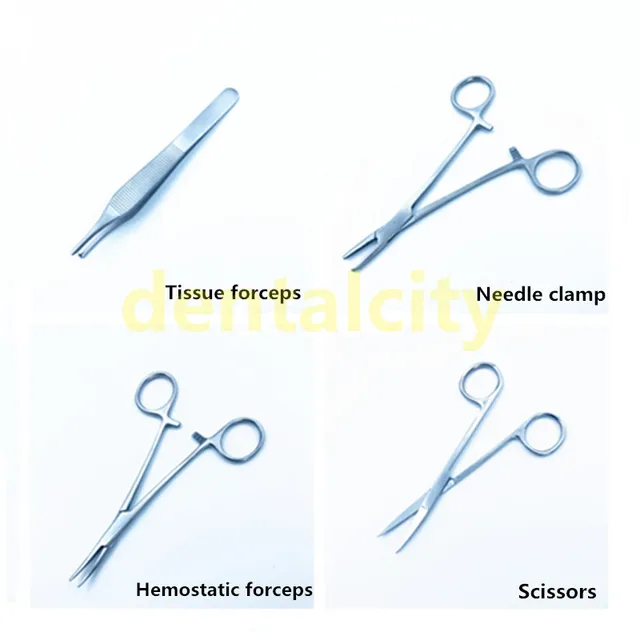 Dental practice kit, Oral model, Swaged needle, Training instrument kit with selica gel for Dental Students oral suture training green
