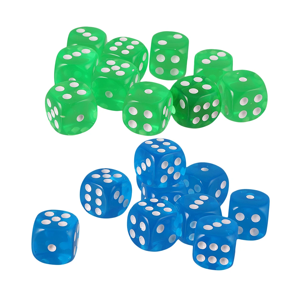 20Pcs Plastic Dices D6 Dotted for Dungeons and Dragons D&D RPG Games Player 