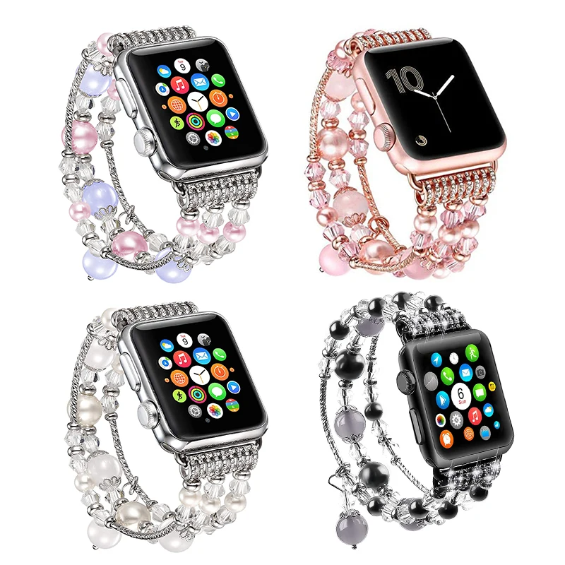 Ремешок Женский Для Apple Watch 7 6 5 4 SE 44 мм 40 41 45 браслет ручной работы из бисера для iwatch