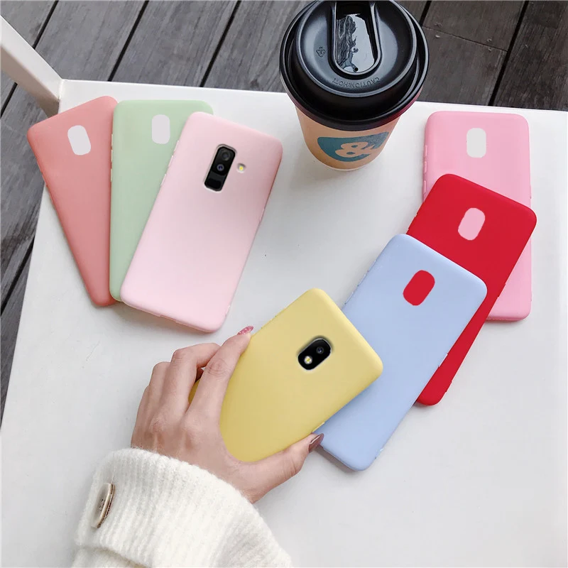 candy color silicone phone case for samsung galaxy j7 pro j5 j3 2017 2016 2015 a6 a8 j8 j6 j4 plus 2018 matte soft tpu cover flip cases