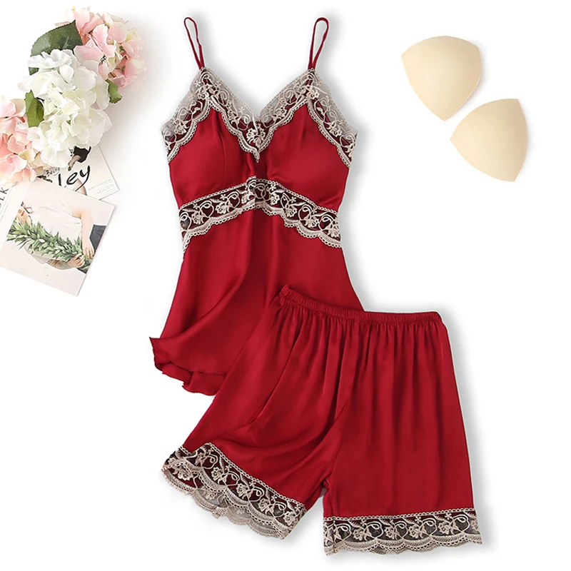 Women's Suit Sleepwear Summer V Neck Sexy Pyjamas Women Spaghetti Strap Pijama Shorts Female Pajamas 2021 Fashion Girl Nightie