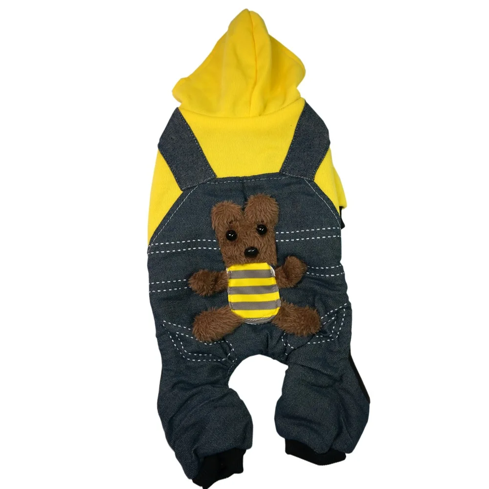 Bear yellow strap Приграничная одежда для хот-догов, ПОДБИТАЯ четырехногая хлопковая стеганая двойная панда, детский Лев, животное Амазон, осень и зима - Цвет: Bear yellow strap