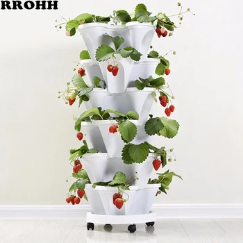 

Three-dimensional petal Flower Pot Strawberry Basin Multi-layer Superimposed Cultivation Pot Vegetable Melon Fruit Planting Pot