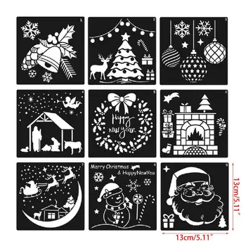 

12 Pieces Christmas Stencils Template Reusable Plastic Craft for Art Drawing Pai 67JA