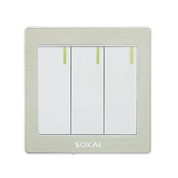 

3 Gang Supply Electric Light Bulb Factory Price Power Electrical Wall Switch 86*86Mm 100-250V 10A Aluminum Panel
