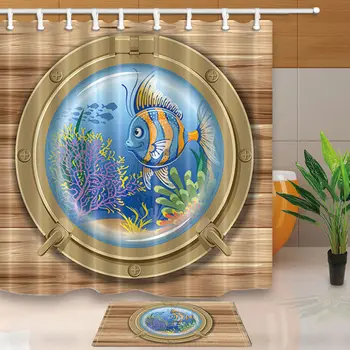 

Creative porthole Bathroom Shower Curtain Waterproof Fabric