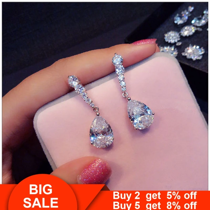 Серьги подвески женские из серебра 925 пробы с фианитом|Серьги-подвески| |