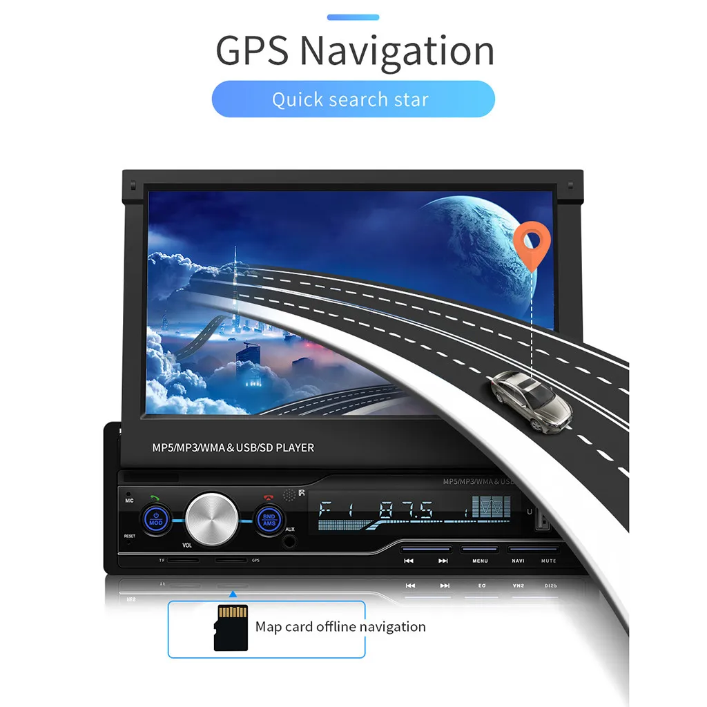 T100-G HD емкостный экран навигация Выдвижная Автомобильная MP5 карта gps автомобильный MP4 плеер BT вызов FM зарядка навигационная функция# P20