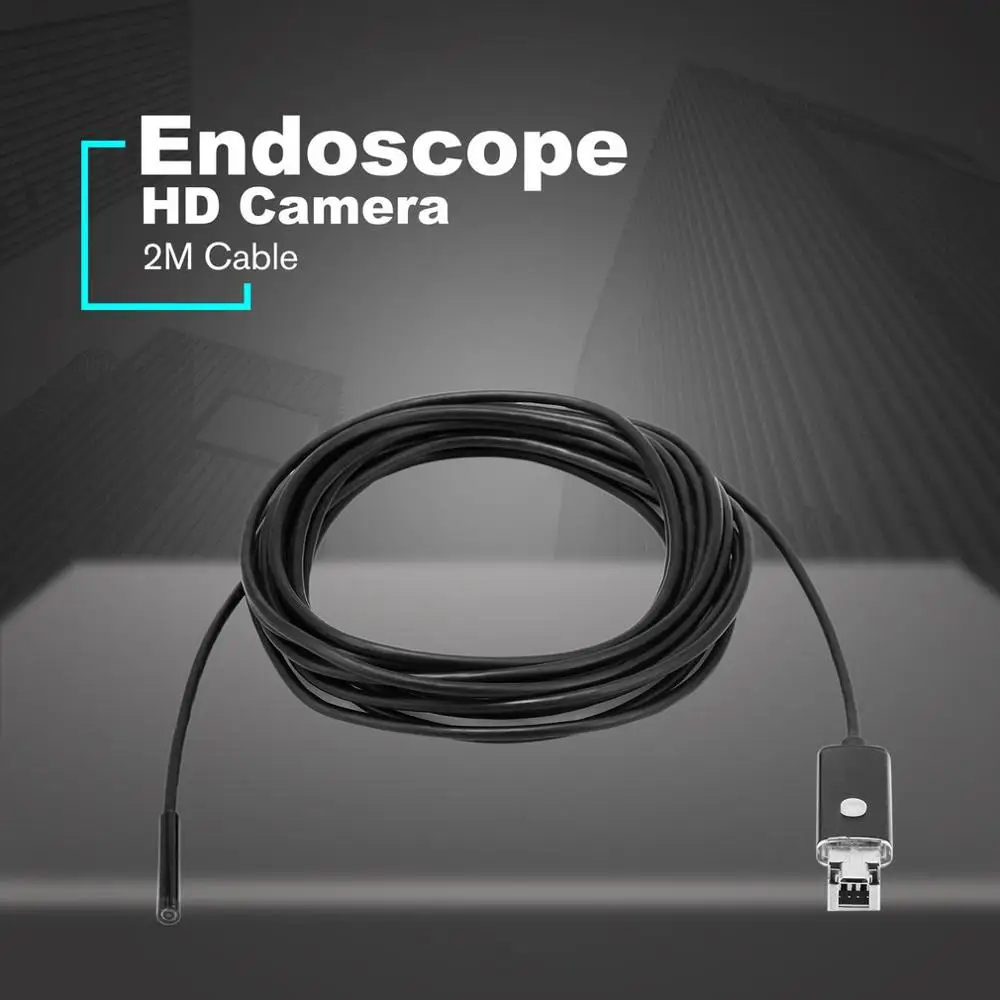 7 мм Змеиный прицел Водонепроницаемый эндоскоп для осмотра HD камера Boroscope для Andorid Windows Mac OS 2 м гибкий кабель USB 6 светодиодный