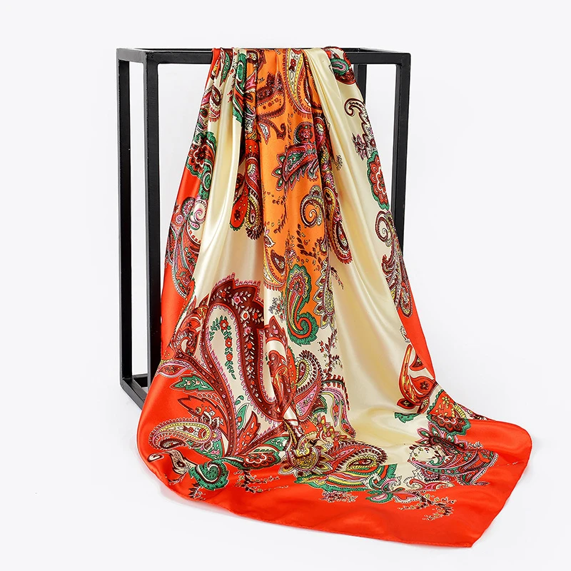 

Women's Scarves Vintage Square Scarf Printed Satin Square Large Handkerchief Fashion Femme Scarves