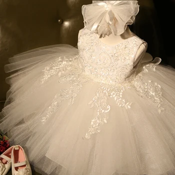 

Tutu 1 Year Girl Baby Birthday Dress Kids Baby Clothes First 1st Birthday Christening Tulle Wedding Gown Dresses For Girls Party