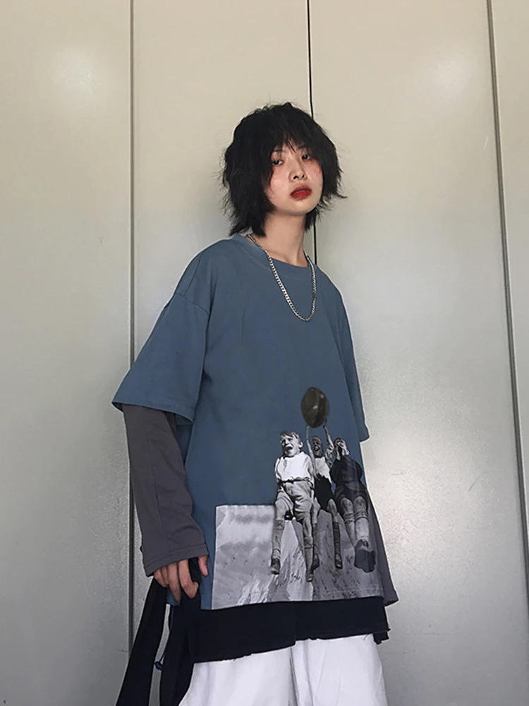 Ulzzang винтажные Женские топы с длинным рукавом и круглым вырезом, женская одежда, футболки в стиле Харадзюку, модный бренд
