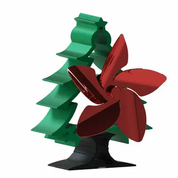 

5 Blade Heat Powered Stove Fan Fireplace Fan Christmas Tree Shape Log Wood Burning Fireplace Fan Home Office