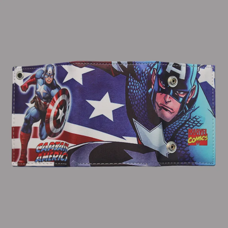 Комиксы Marvel Мстители комиксы супергерой Капитан Америка щит из искусственной кожи Двойные Бумажник ID Наличные кошелек подарок для Детский кошелек - Цвет: 08