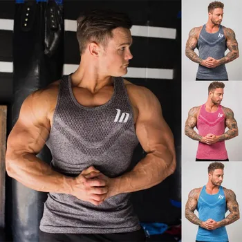 

Fitness Breathable quick-drying sleeveless mens gym stringer tank top bodybuilding men sportwear undershirt fashion vest