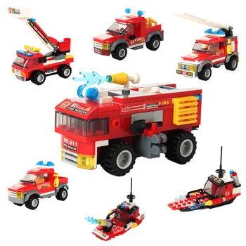 

Marine Fire Station Building Blocks Fireman Figures City Fire Rescue Series Bricks Toys For Children