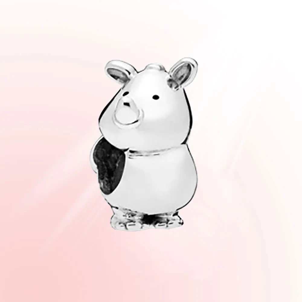 New Sterling Silver charm Rino the Rhinoceros Charm Bead Fit Original Pandora Bracelet women Jewelry gift | Украшения и