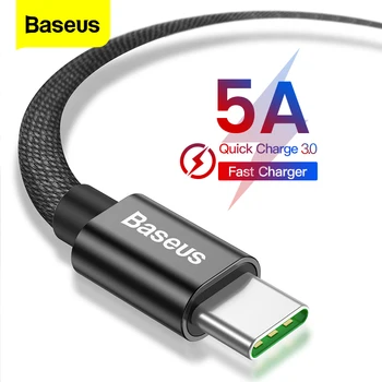 

Baseus 5A USB Type C Cable For Huawei Mate 30 20 P30 P20 Pro Supercharge Xiaomi Samsung S10 S9 USBC Type-c Cable USB-C Charger