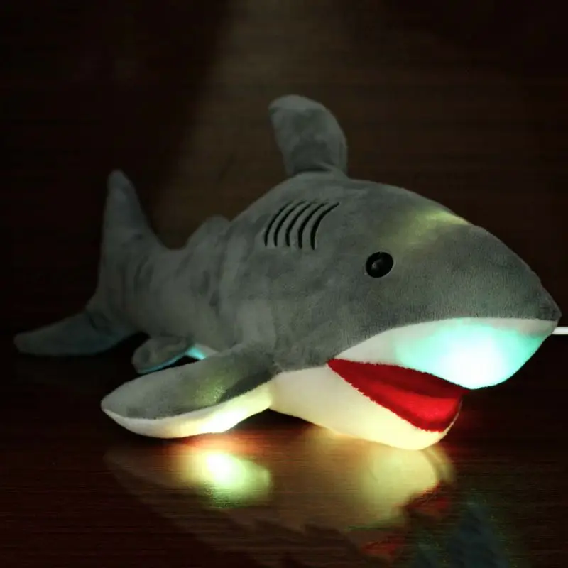 Colorful Glow Soft Plush Shark Can Record Stuffed Animal Pillow Children Gift