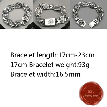 

B88 S925 sterling silver bracelet personality fashion punk street dance style sword cross flower jewelry gift for lover new hot