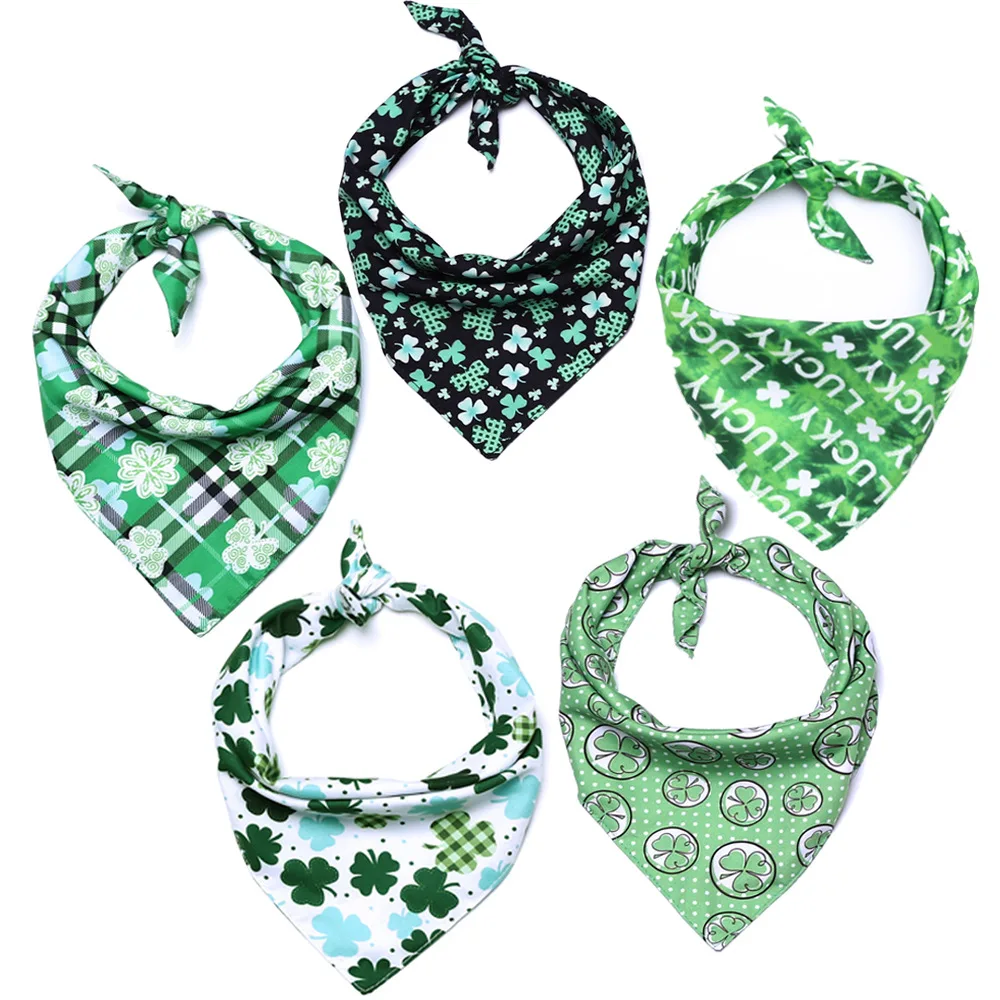 Dog Bandana for St Patricks Day Bandanas Triangle Bibs Scarf Accessories for Small Medium Large Dogs Cats Pets Irish festival