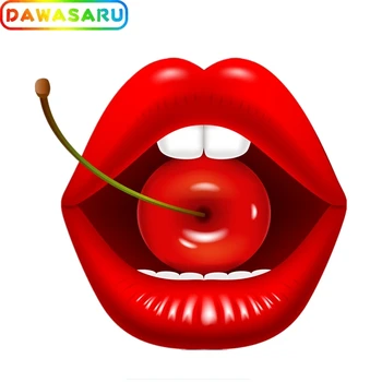 

Sexy Red Lips Cherry Car Decoration Decals Personalized PVC Waterproof Car Decals Suitable for All Kinds of Cars, 14cm*14cm