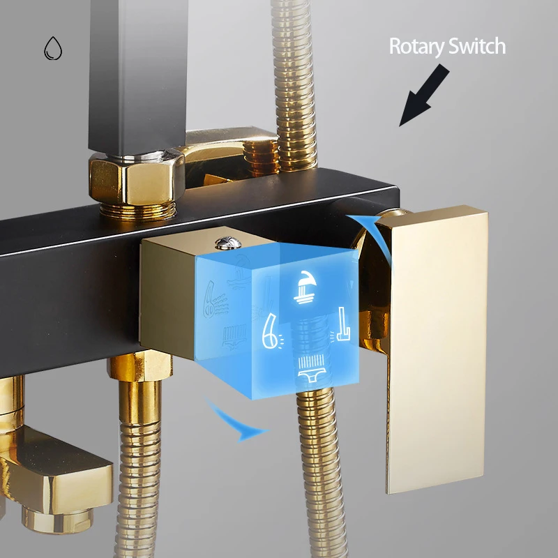 Black Golden Shower Shower Faucet Suite Bathroom Bidet Faucet Pressurized Sprinkler Head With Shelf Wall Mounted Multi-Function
