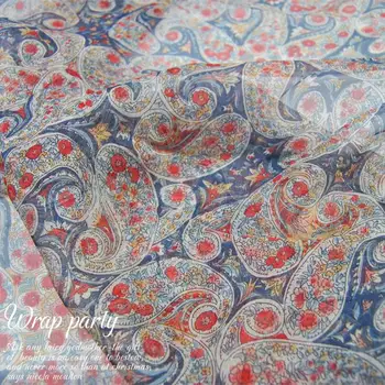 

LEO&LIN Navy Blue Large Flower Silk Georgette Chiffon Light and Transparent Skirt Shirt Fabric Fabric DIY Patchwork Tissue