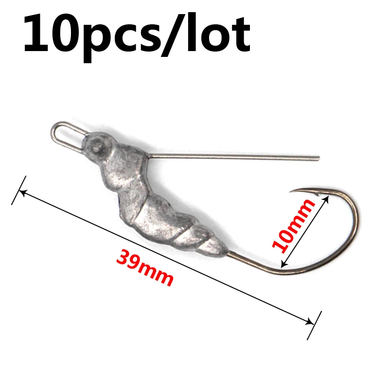 10 шт./лот открытые свинцовая Мормышка колючей крючок с грузилом свинцовая Мормышка в форме Креветки мягкие черви для приманки Крючки рыболовные - Color: 3.0g