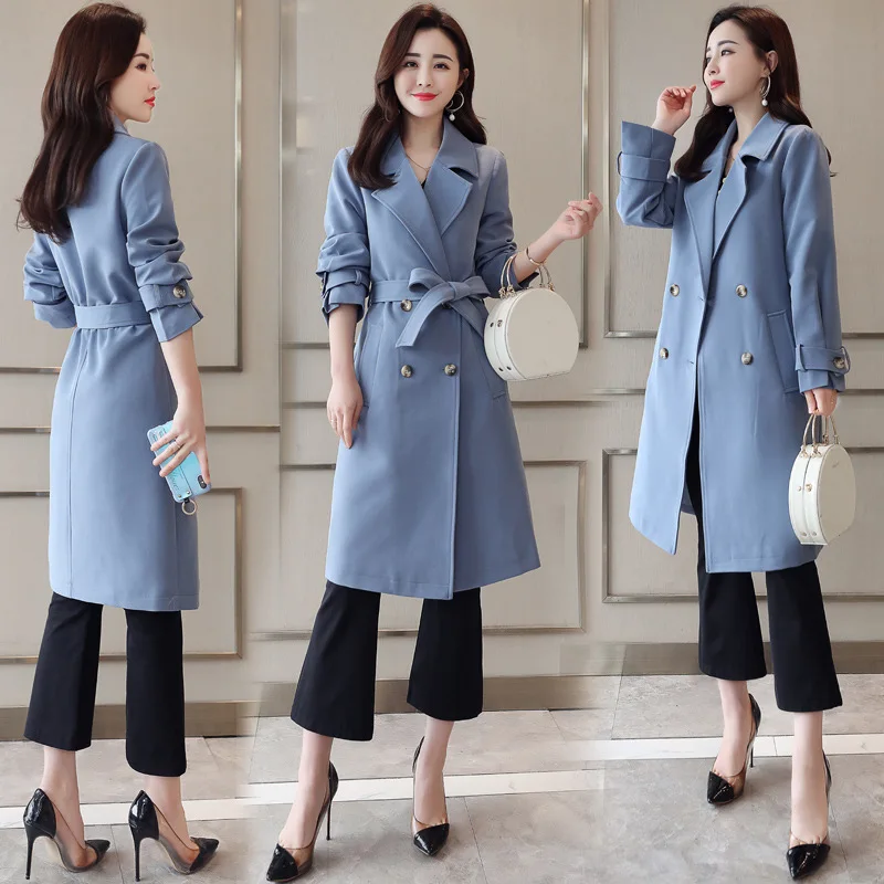 

Trench Coat Women's Mid-length 2019 Spring And Autumn New Style Overcoat Korean-style WOMEN'S Wear British Style Versitile Fashi