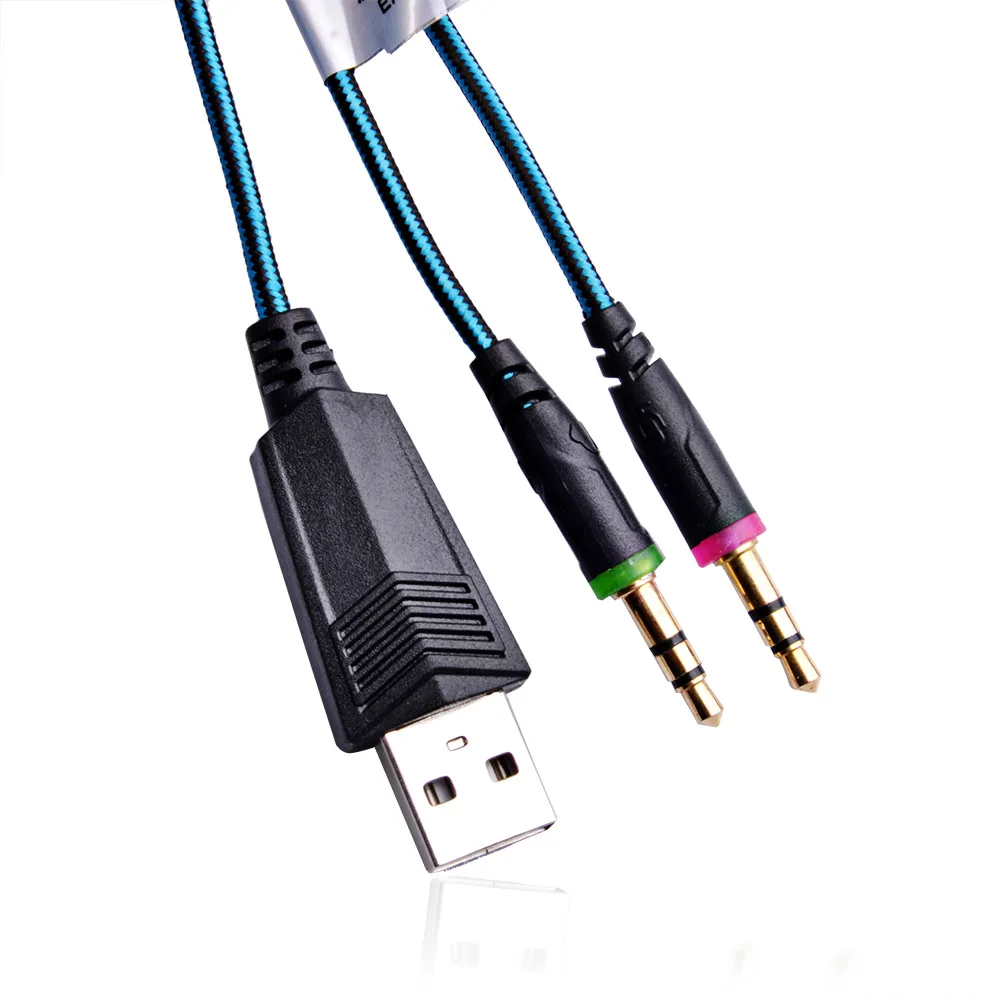 Head mounted gaming headset mobile phone notebook PS4BOX wired USB dual hole plug HD sound quality heavy bass headset