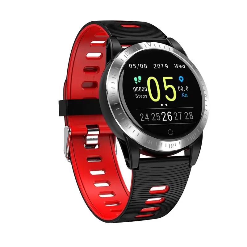 Red rubber strap AK19 Смарт-часы Android IOS сердечного ритма фитнес-браслет монитор сна Спорт фитнес-трекер вызов шаг цвет круглый браслет - Цвет: Red rubber strap