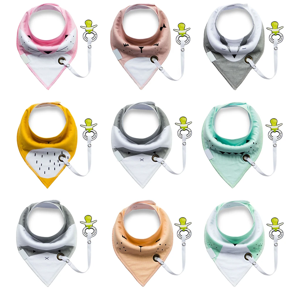 2020 New Cotton Soft Baby Infants Bibs with Pacifier Clip Cartoon Pattern Newborn Toddlers Bib Saliva Towel | Детская одежда и