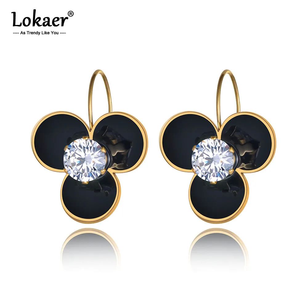 Lokaer, дизайн, нержавеющая сталь, белые/черные глазурные серьги в виде цветов, модные вечерние серьги в богемном стиле для женщин и девушек, E19276