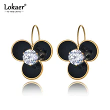 Lokaer, дизайн, нержавеющая сталь, белые/черные глазурные серьги в виде цветов, модные вечерние серьги в богемном стиле для женщин и девушек, E19276