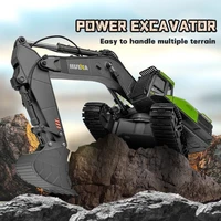 HUINA 1593 RC Excavator 1/14 Alloy Truck 2.4GHz Radio Control Car 22 Channel Construction Vehicle Sound Toy Kid Christmas Gift 1