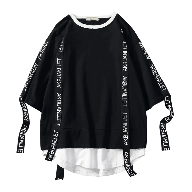 Hip Hop Ribbon Tshirt Men Hip Hop Street Shirt Men Street Wear Men