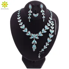 Классический женский свадебный ювелирный набор серебра/золотистого цвета тонкой работы форма листьев ожерелье серьги, браслет, кольцо аксессуар подарок